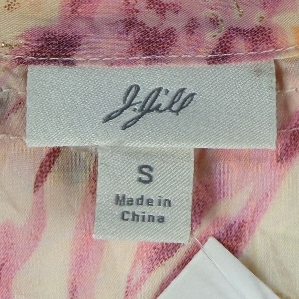 J. Jill Womens Floral V-Neck Button Front Blouse Cream Pink Rayon Small NWT - Picture 6 of 7